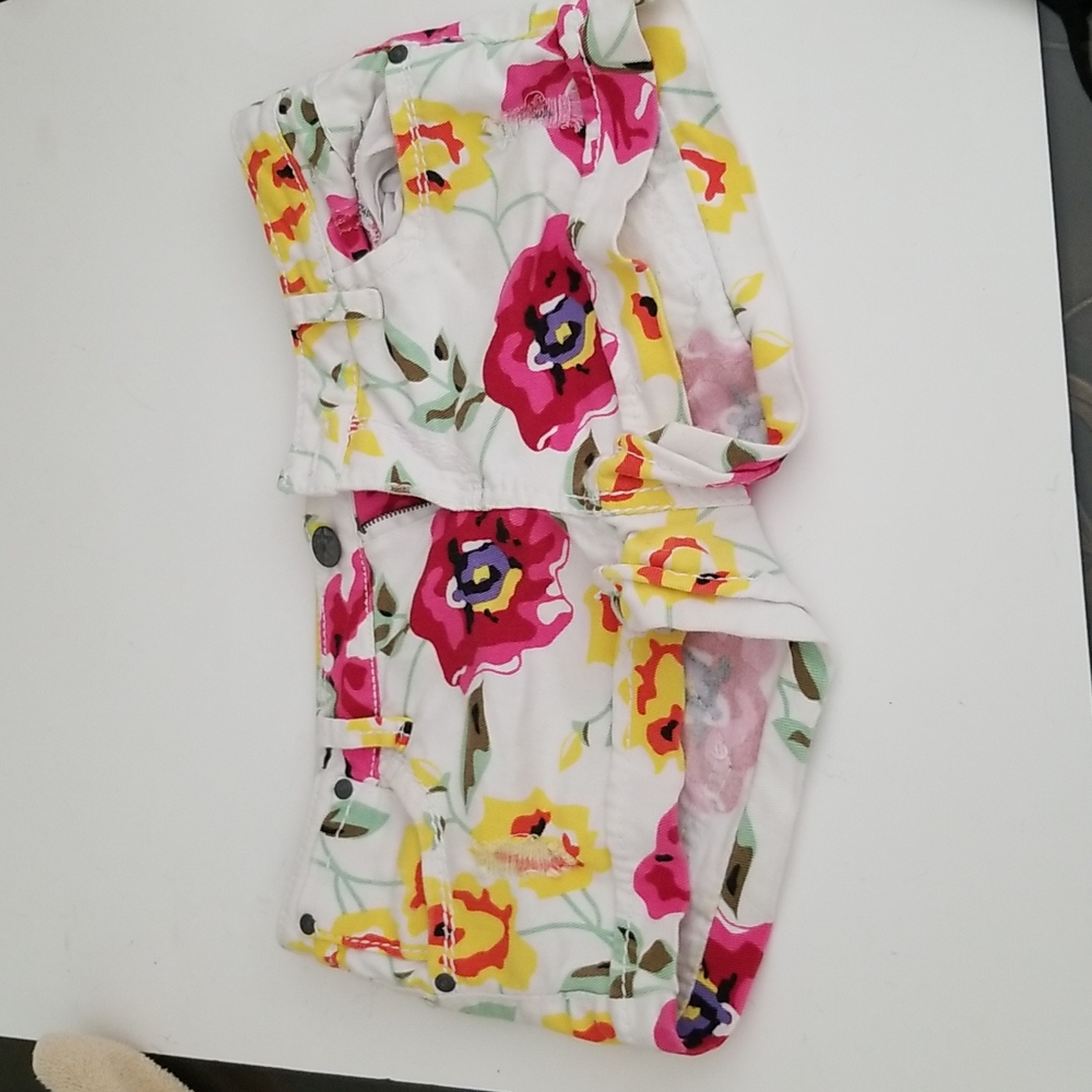 Vanilla Sky Stretch Floral Denim Shorts Size 9